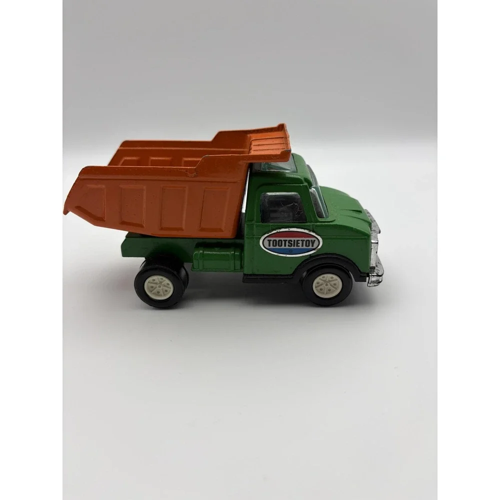Tootsietoy Green Orange Dump Truck Diecast Toy Mini Construction Vehicle USA